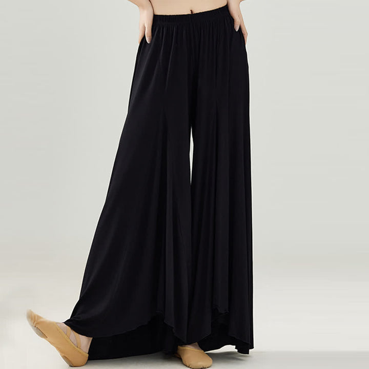 Olivenorma Modal Loose Flowy Ruffle Yoga Pants - Black - XL - image 11