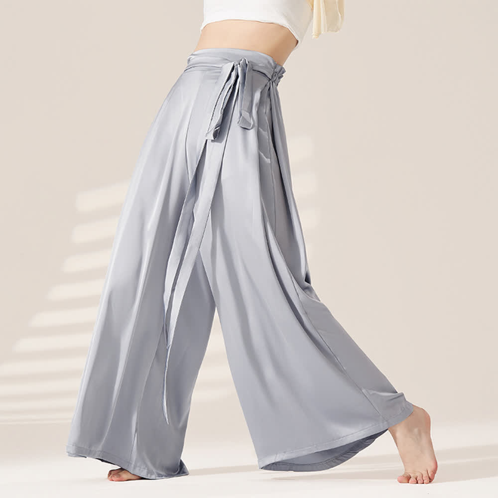 Olivenorma Polyester Flowy Loose Wide-Leg Bandage Yoga Pants - Gray-blue - XL - image 7