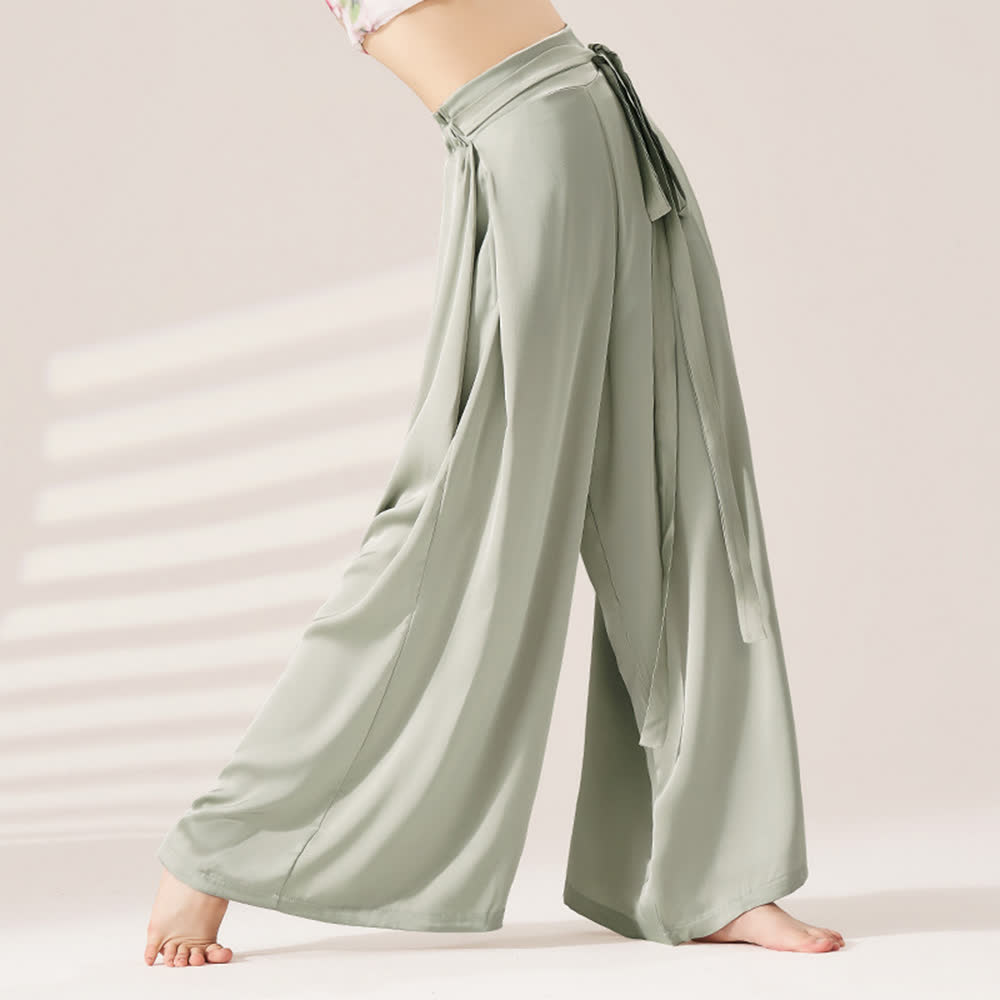 Olivenorma Polyester Flowy Loose Wide-Leg Bandage Yoga Pants - Gray-green - XL - image 4