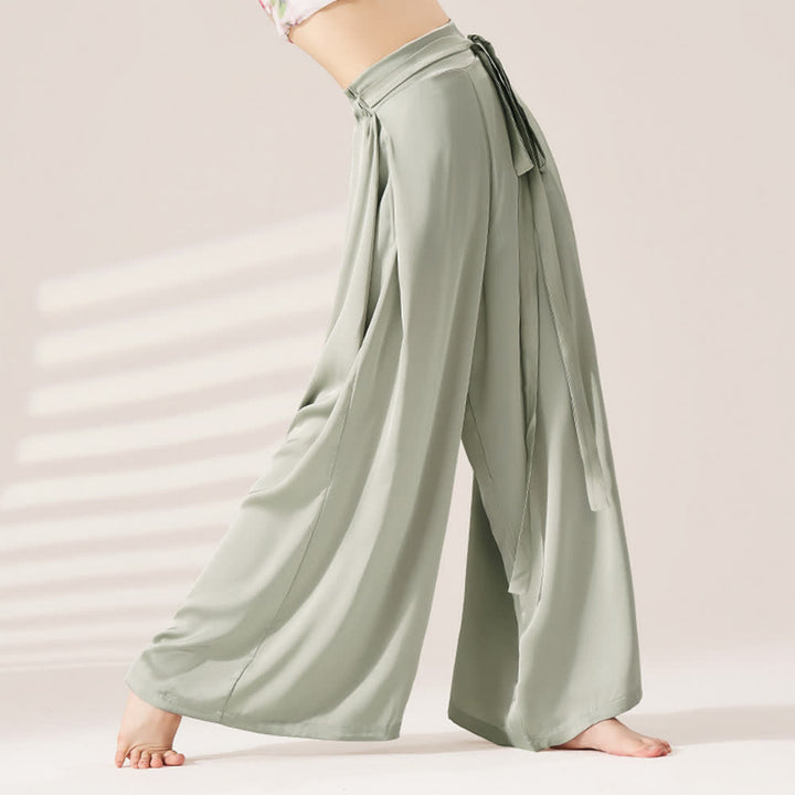 Olivenorma Polyester Flowy Loose Wide-Leg Bandage Yoga Pants - Gray-green - XL - image 4