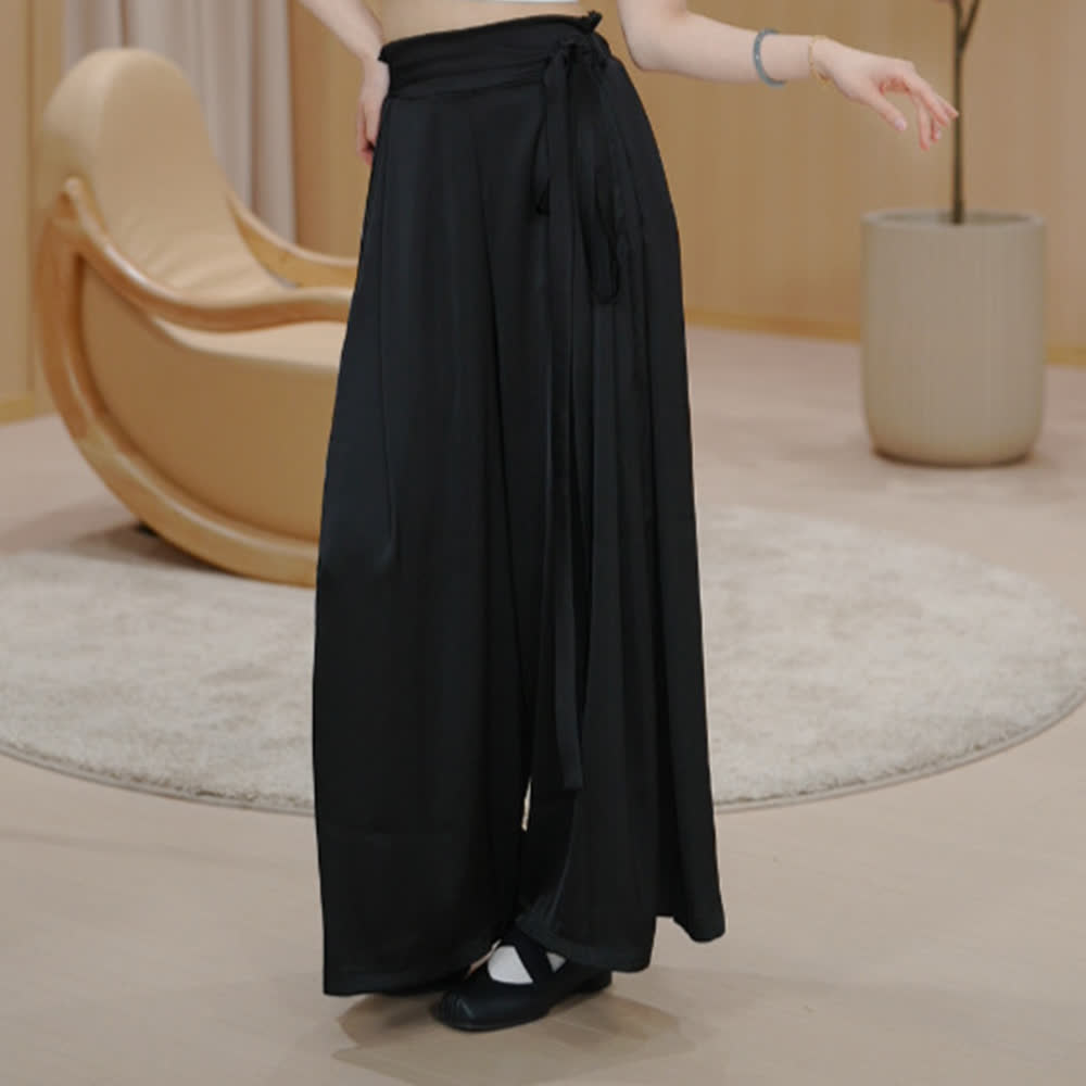 Olivenorma Polyester Flowy Loose Wide-Leg Bandage Yoga Pants - Black - XL - image 16