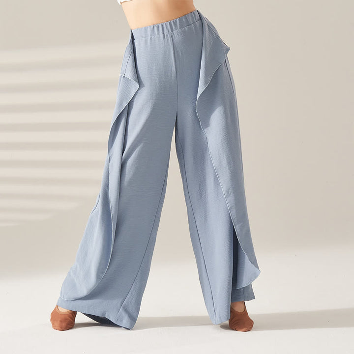 Olivenorma Polyester Flowy Wide-Leg Elastic Yoga Pants - Blue - XL - image 2