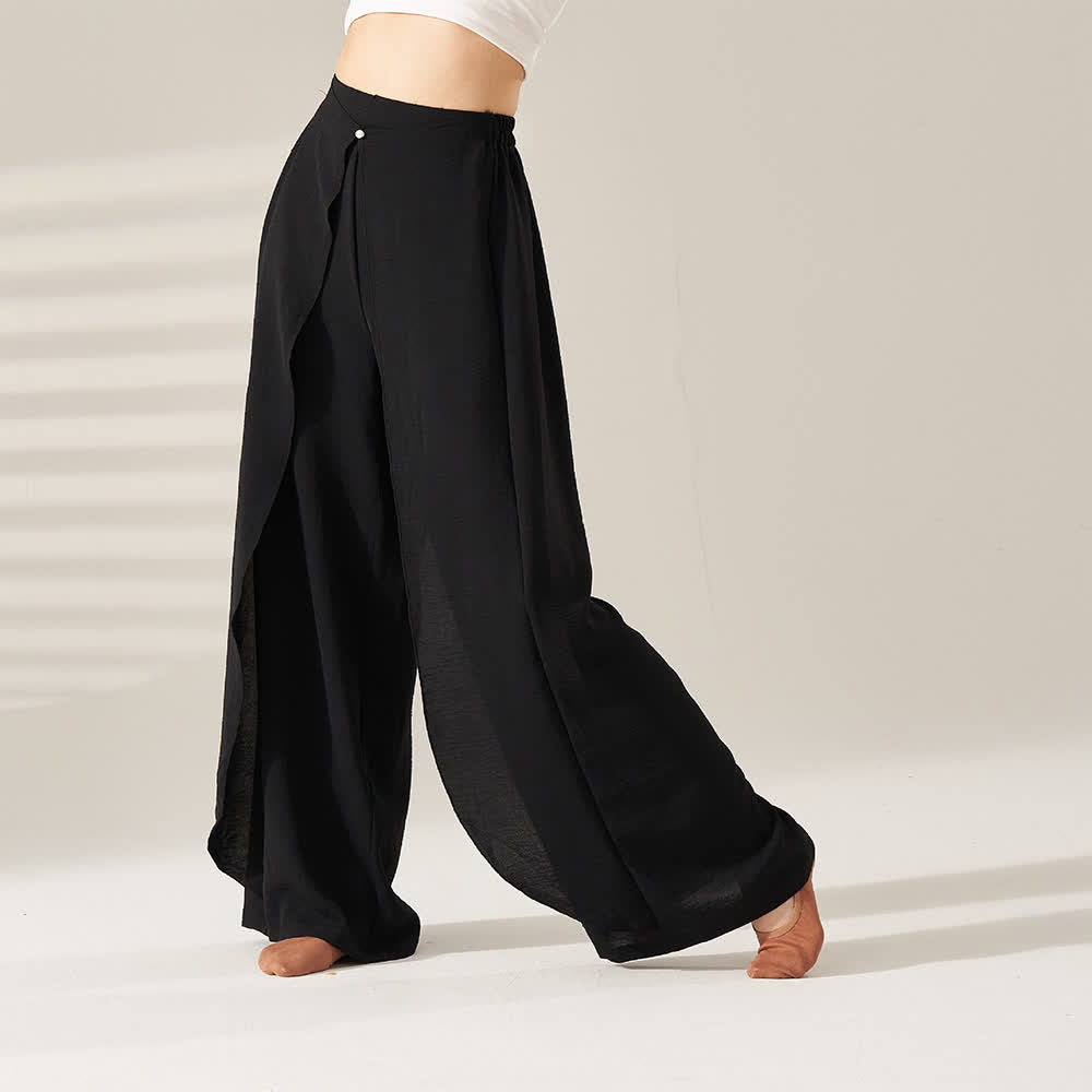 Olivenorma Polyester Flowy Wide-Leg Elastic Yoga Pants - Black - XL - image 8