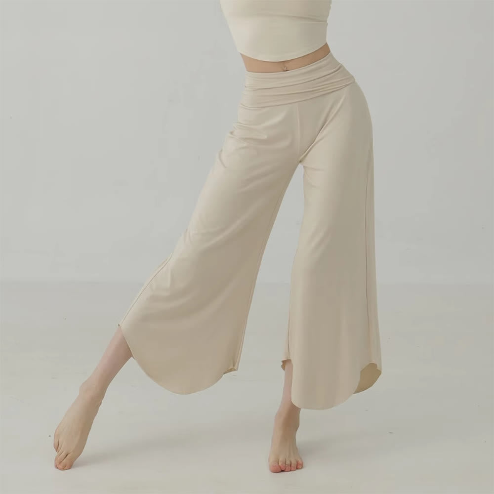 Olivenorma Plain Color High-Waist Women Flare Yoga Pants  - Cream - L - image 0