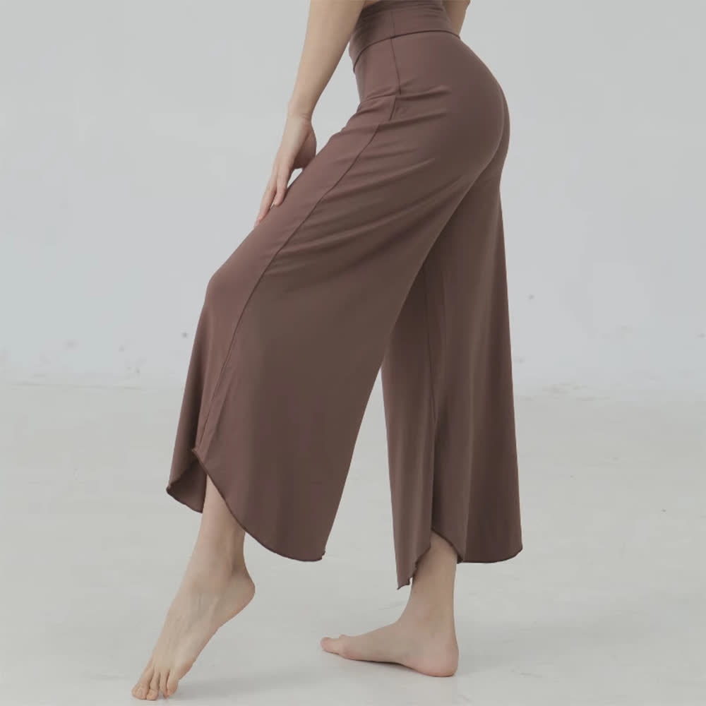 Olivenorma Plain Color High-Waist Women Flare Yoga Pants  - Brown - L - image 5