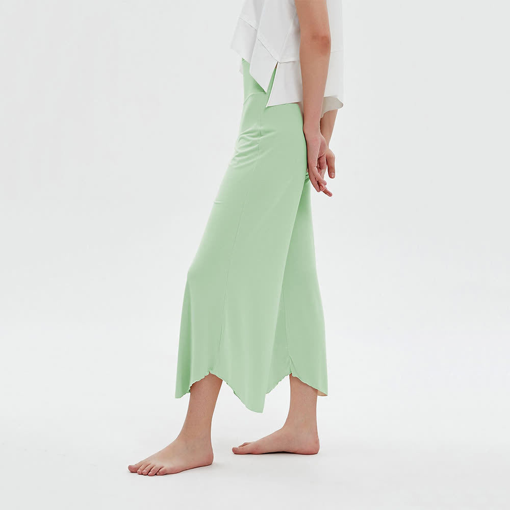 Olivenorma Plain Color High-Waist Wide-Leg Loose Flare Yoga Pants - Green - L - image 12