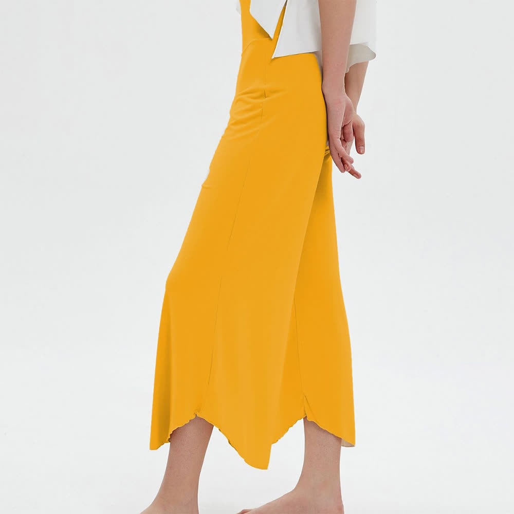 Olivenorma Plain Color High-Waist Wide-Leg Loose Flare Yoga Pants - Yellow - L - image 14