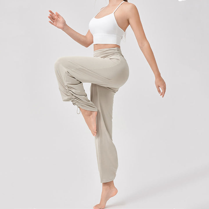 Olivenorma Viscose High-Waist Loose-Fit Shirred Yoga Pants - image 4