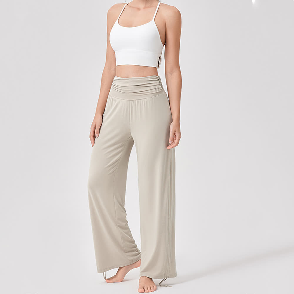 Olivenorma Viscose High-Waist Loose-Fit Shirred Yoga Pants - image 5