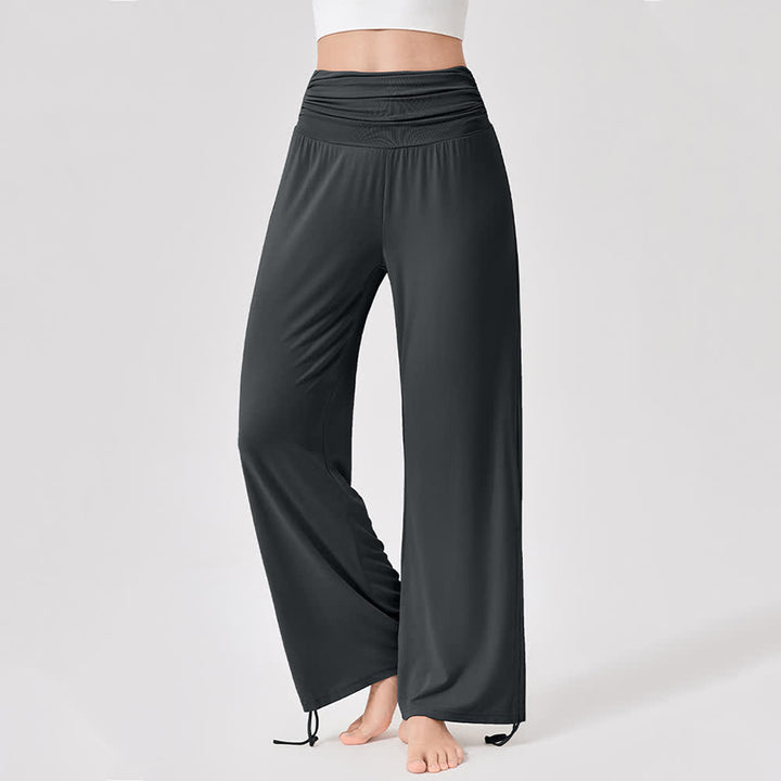 Olivenorma Viscose High-Waist Loose-Fit Shirred Yoga Pants - Gray - XL - image 32