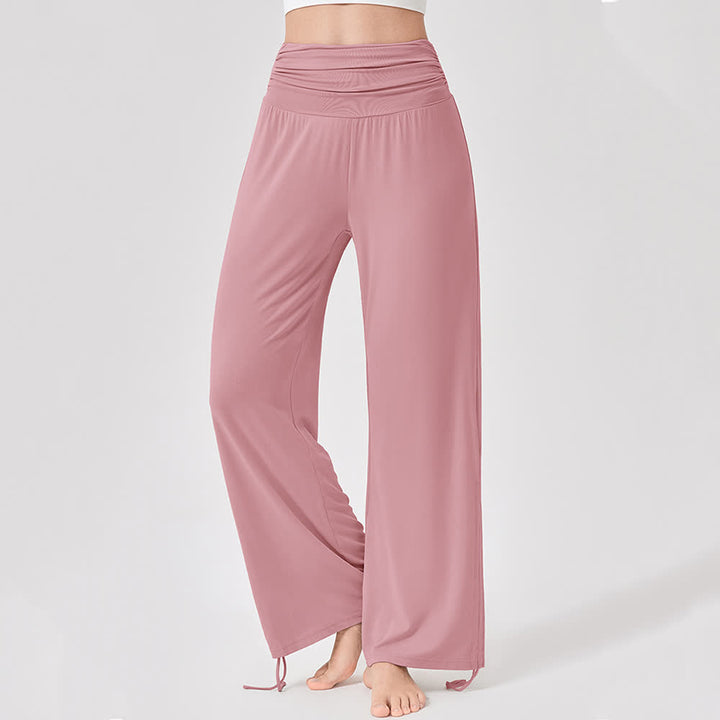 Olivenorma Viscose High-Waist Loose-Fit Shirred Yoga Pants - Pink - XL - image 21