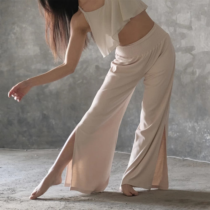 Olivenorma Cotton High-Waist Wide-Leg Slit Yoga Pants - image 1