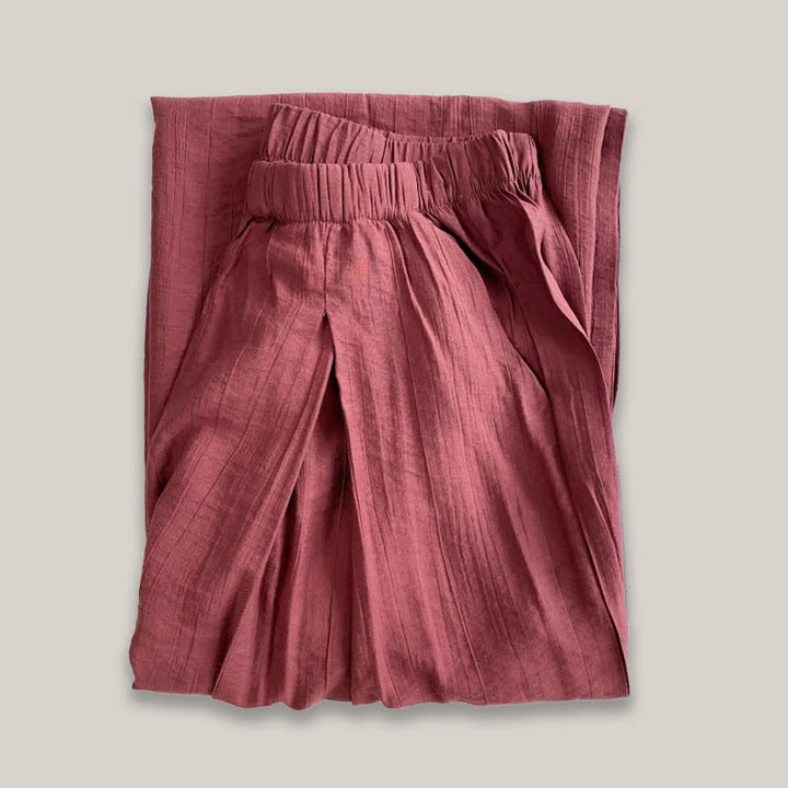 Olivenorma Tencel Cotton Linen Loose Wide-Leg Yoga Pants - Purple - L - image 7