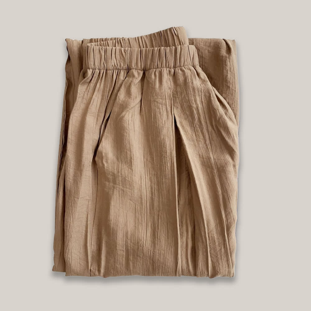 Olivenorma Tencel Cotton Linen Loose Wide-Leg Yoga Pants - Khaki - L - image 4