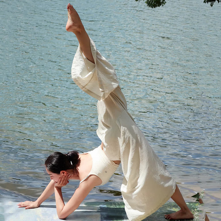 Olivenorma Tencel Cotton Linen Loose Wide-Leg Yoga Pants - image 2
