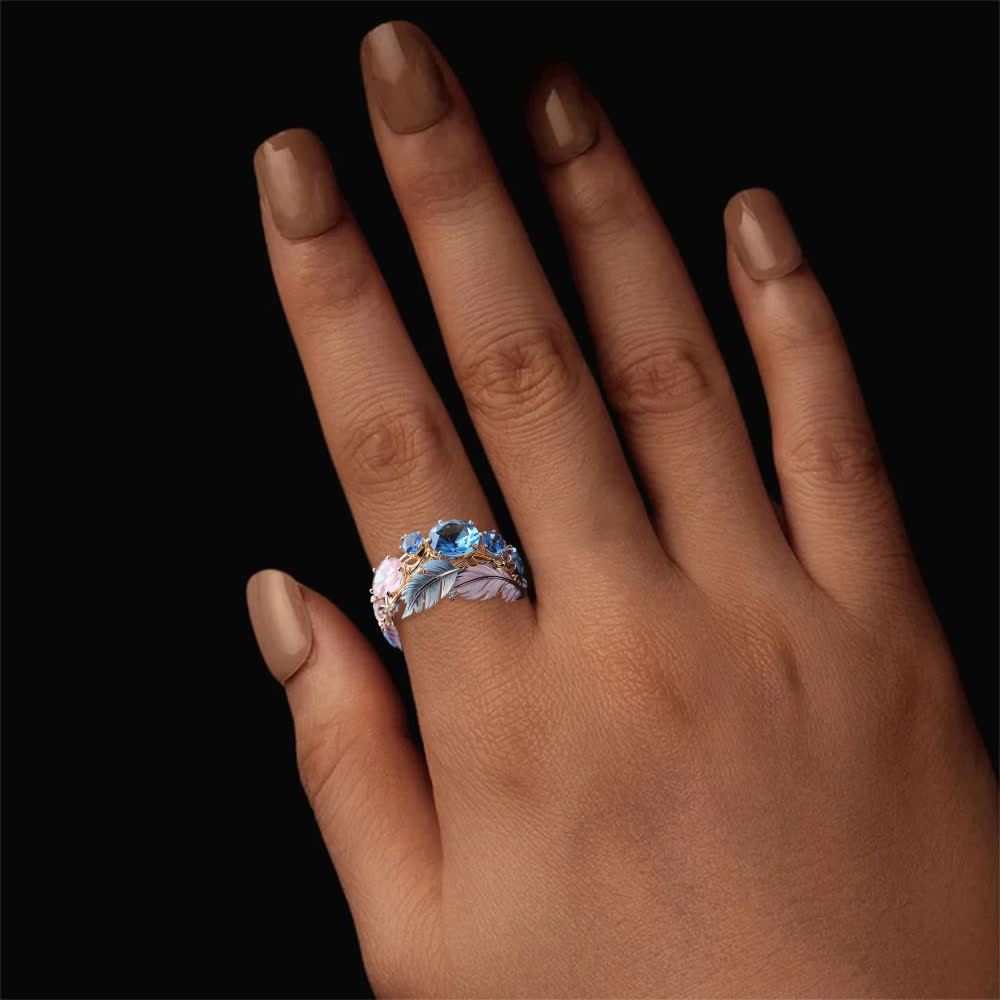 Olivenorma "Wings of Dawn" Crystal Feather Ring - image 1