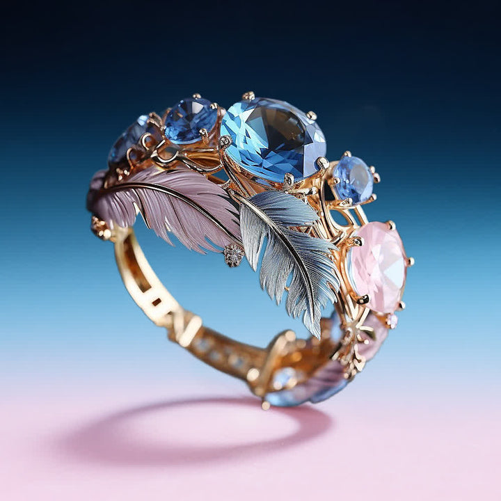 Olivenorma "Wings of Dawn" Crystal Feather Ring - image 4