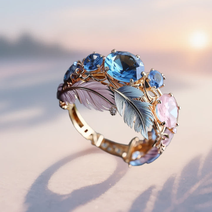 Olivenorma "Wings of Dawn" Crystal Feather Ring - image 3