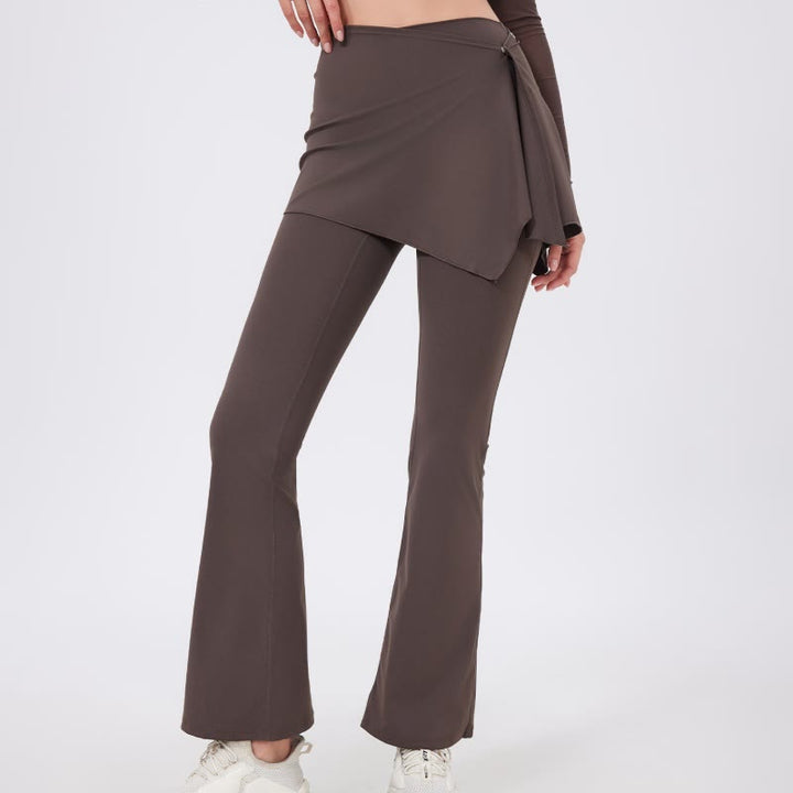 Olivenorma Wide Leg Flare Leggings 2Pcs Hip Cover Up And Yoga Pants Set - Sienna - XL - image 0