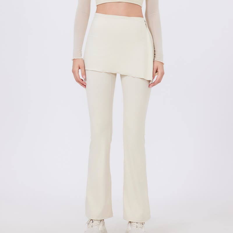 Olivenorma Wide Leg Flare Leggings 2Pcs Hip Cover Up And Yoga Pants Set - White - XL - image 10