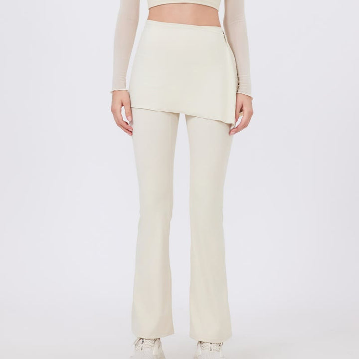 Olivenorma Wide Leg Flare Leggings 2Pcs Hip Cover Up And Yoga Pants Set - White - XL - image 10