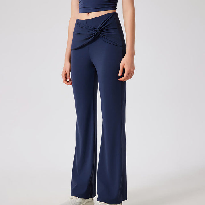 Olivenorma Wide Leg Yoga Pants Casual Knot Work Dress Pants - Navy - XL - image 5