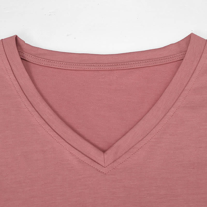 Olivenorma Breathe Symbol Women Short Sleeve V-Neck Yoga Medatition T-Shirt - image 3