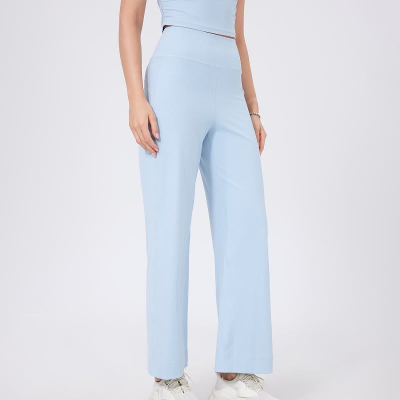 Olivenorma Versatile Straight-Leg Cut Mid Waist Stretch Dress Yoga Pants - LightBlue - XL - image 5