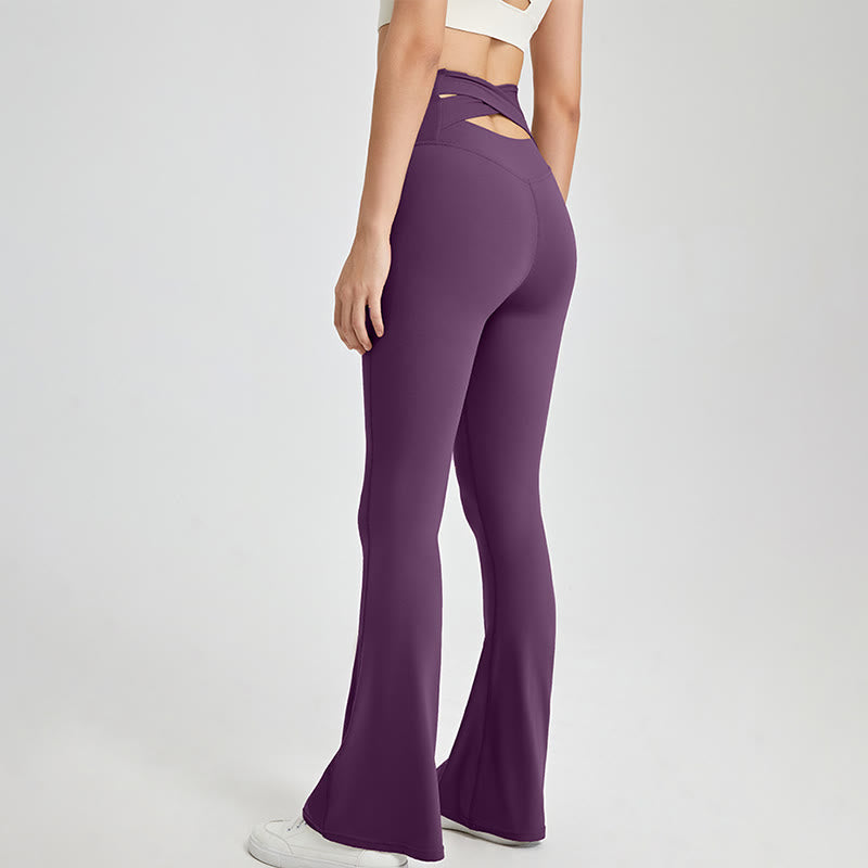 Olivenorma Women Workout Flare Leggings High Waist Yoga Pants - Purple - XL - image 11
