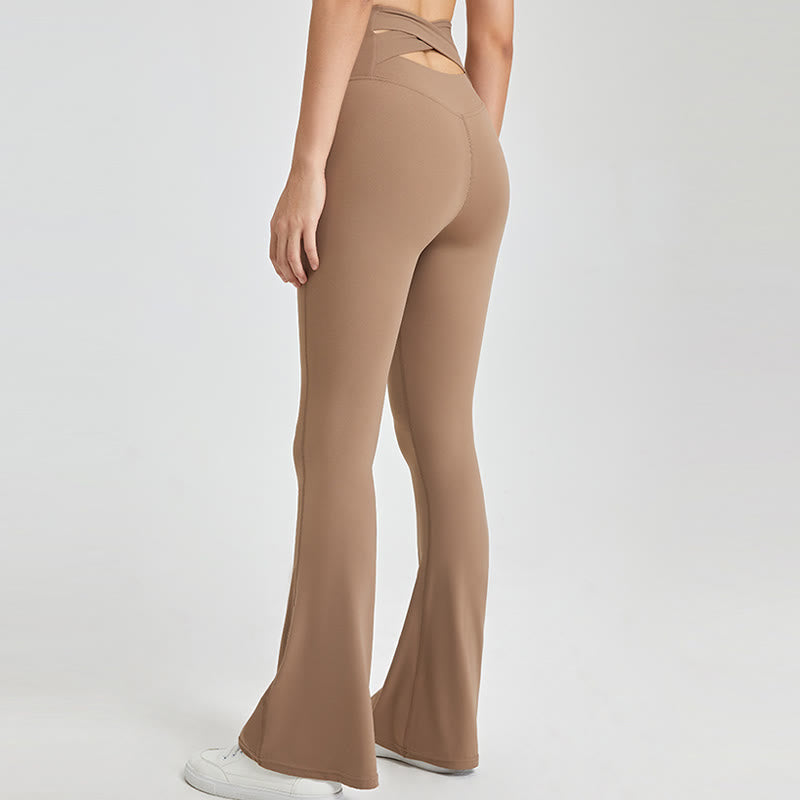 Olivenorma Women Workout Flare Leggings High Waist Yoga Pants - Brown - XL - image 0