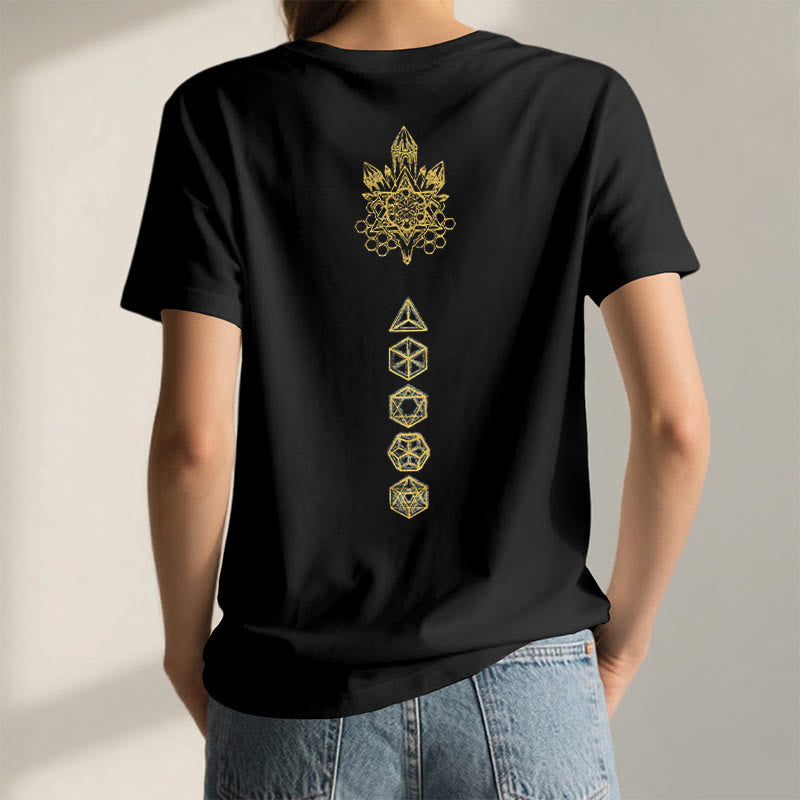 Olivenorma Soft Graphic Tee Metatron's Cube V-Neck Spiritual T-Shirts - image 3