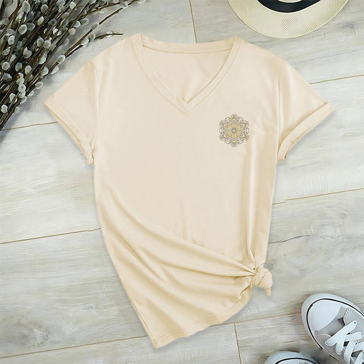 Olivenorma Metatron's Cube Double-Sided Printed Geometric V-Neck T-Shirt  - image 14
