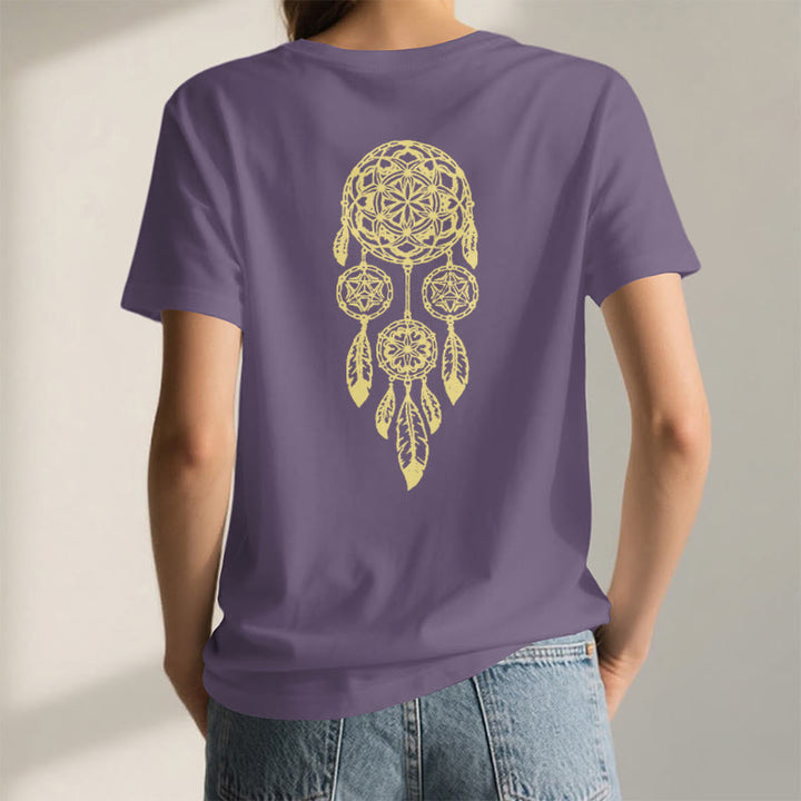 Olivenorma Flower Of Life Ward Off Evil Dreamcatcher Printed Geometry V-Neck T-Shirt - image 3