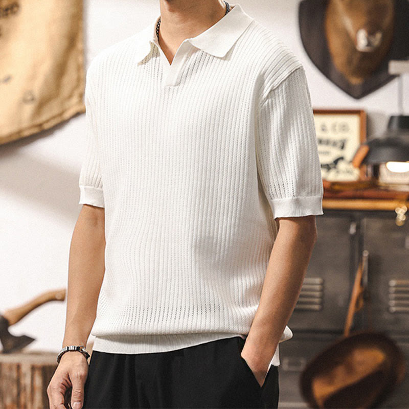 Olivenorma Mens Textured Knit Polo Shirt Regular Fit Short Sleeve Cotton Polo Shirts - image 10