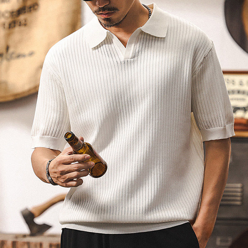 Olivenorma Mens Textured Knit Polo Shirt Regular Fit Short Sleeve Cotton Polo Shirts - image 8