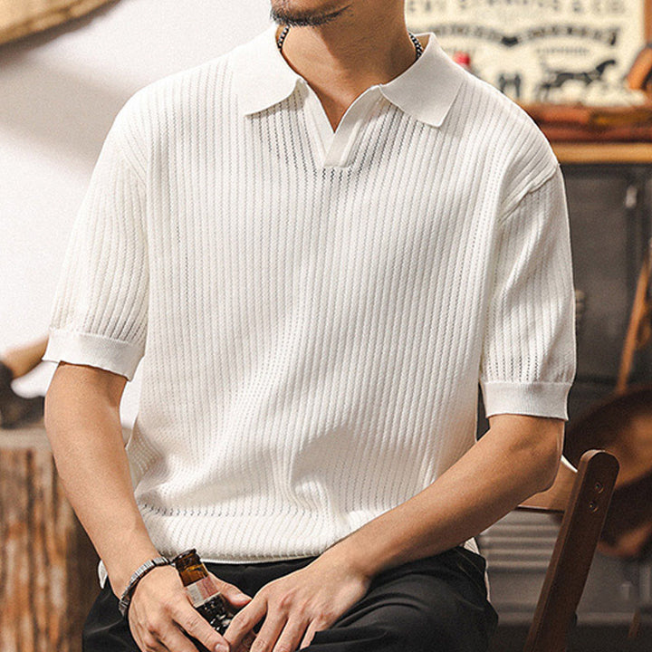 Olivenorma Mens Textured Knit Polo Shirt Regular Fit Short Sleeve Cotton Polo Shirts - image 11