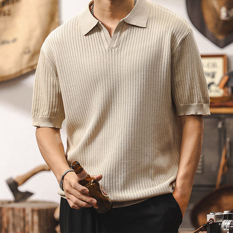 Olivenorma Mens Textured Knit Polo Shirt Regular Fit Short Sleeve Cotton Polo Shirts - image 1