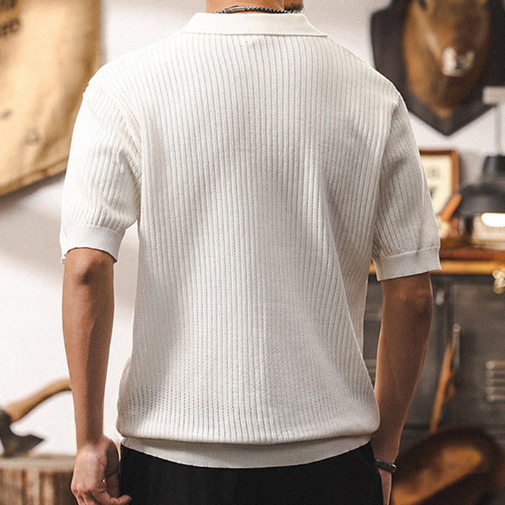 Olivenorma Mens Textured Knit Polo Shirt Regular Fit Short Sleeve Cotton Polo Shirts - image 9