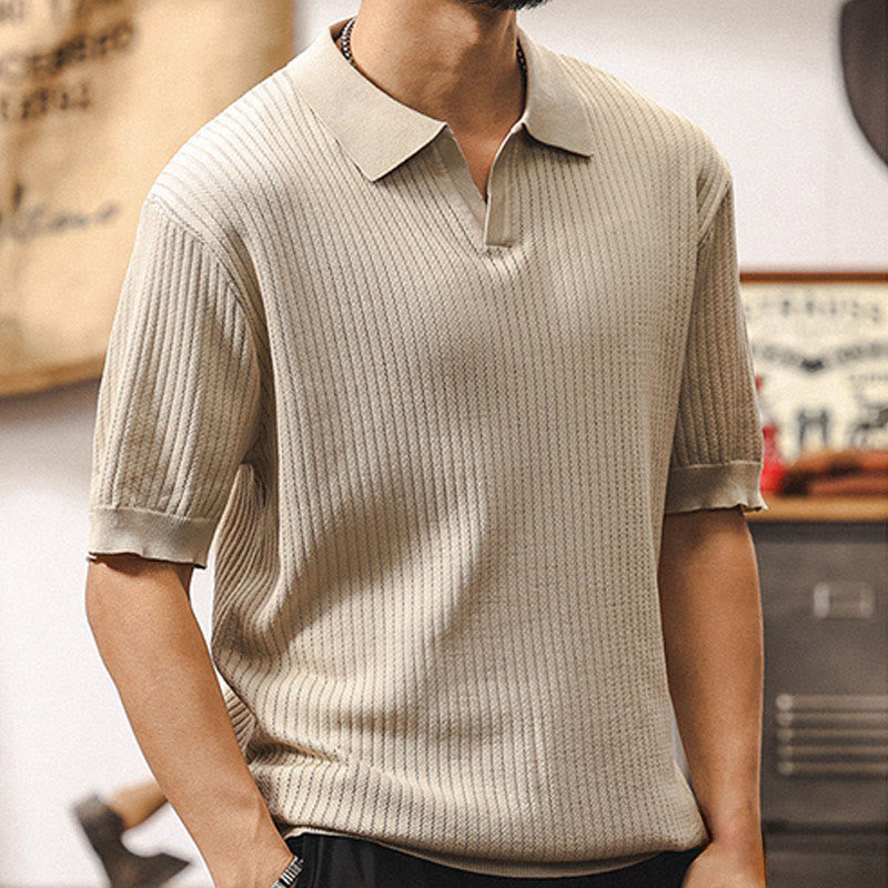 Olivenorma Mens Textured Knit Polo Shirt Regular Fit Short Sleeve Cotton Polo Shirts - image 3