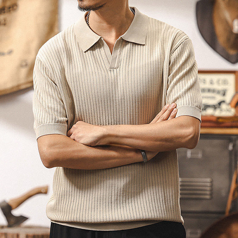 Olivenorma Mens Textured Knit Polo Shirt Regular Fit Short Sleeve Cotton Polo Shirts - image 4