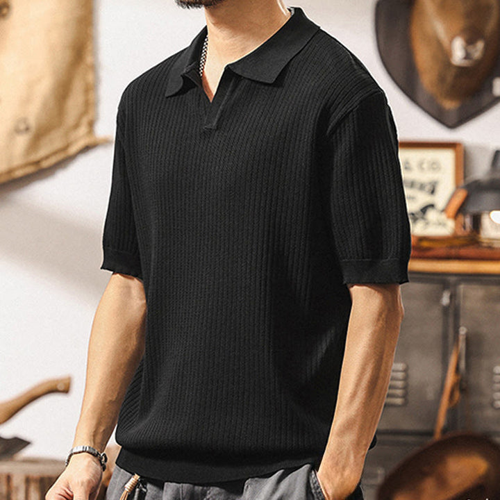 Olivenorma Mens Textured Knit Polo Shirt Regular Fit Short Sleeve Cotton Polo Shirts - image 16