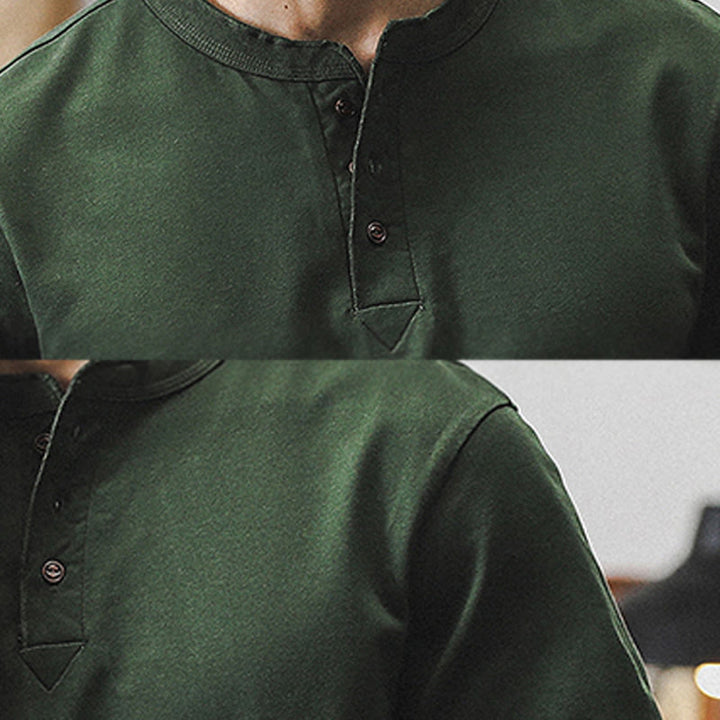 Olivenorma Vintage Mens Crew Neck Loose Fit Heavy Cotton Summer Autumn Shirts - image 7
