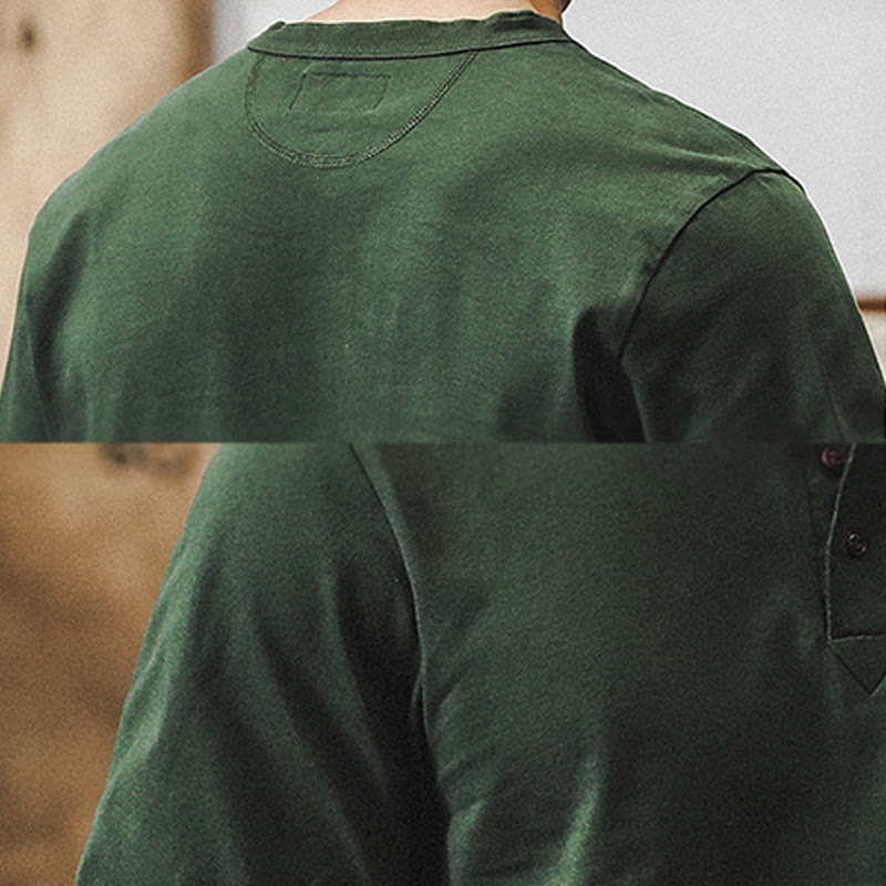 Olivenorma Vintage Mens Crew Neck Loose Fit Heavy Cotton Summer Autumn Shirts - image 6