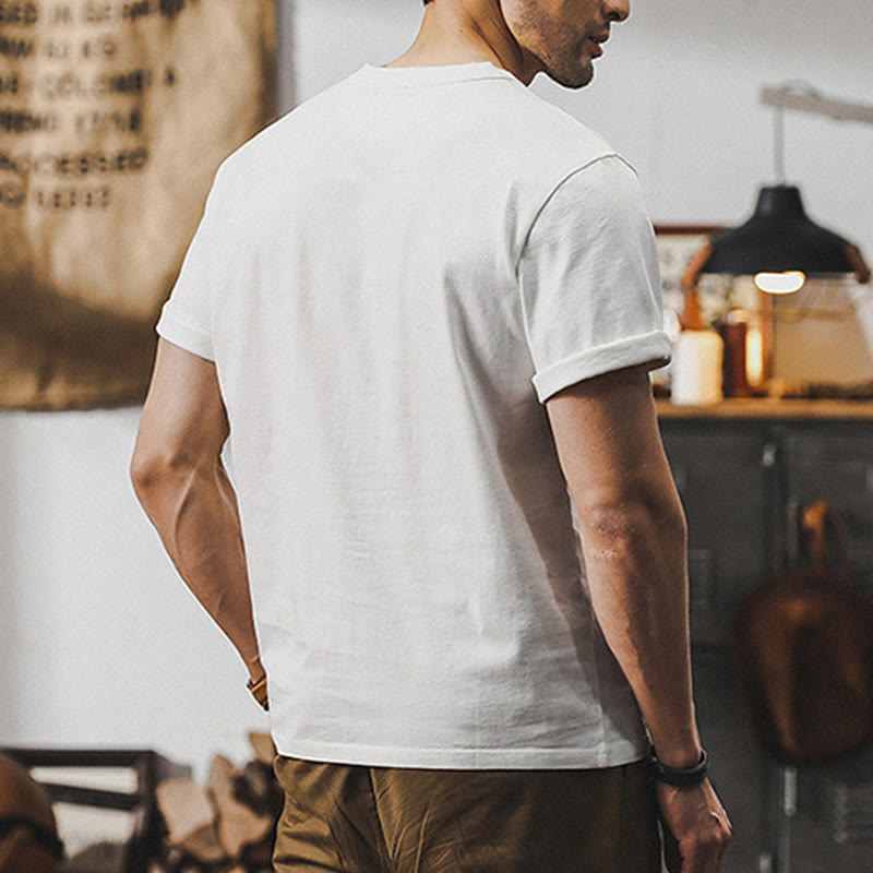 Olivenorma Vintage Mens Crew Neck Loose Fit Heavy Cotton Summer Autumn Shirts - image 10