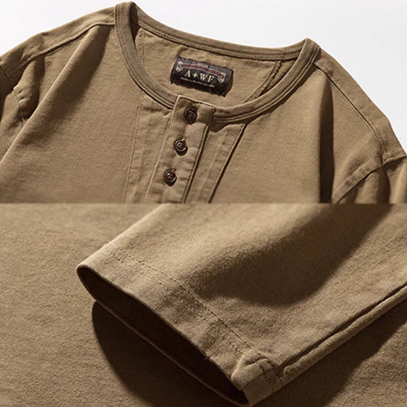 Olivenorma Vintage Mens Long Sleeve Cotton Button Tops Autumn Winter Shirts - image 7