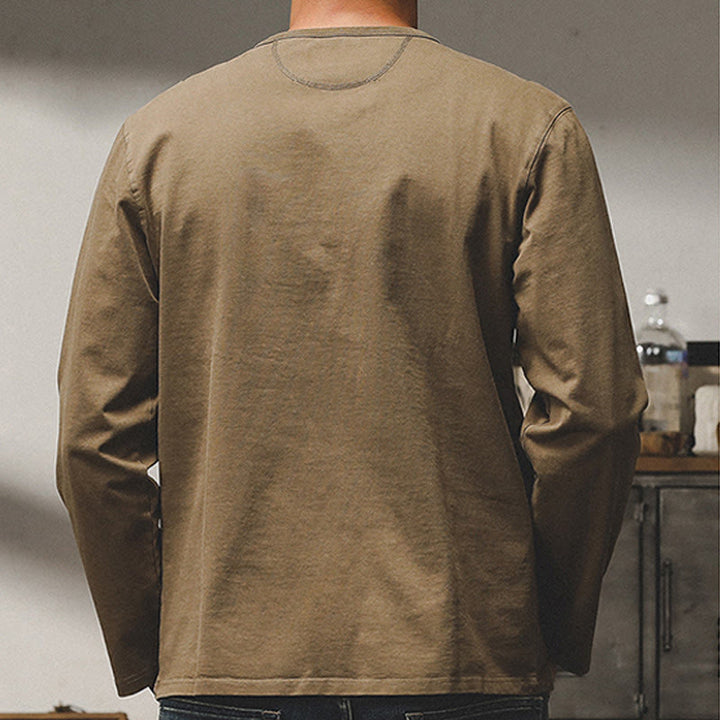 Olivenorma Vintage Mens Long Sleeve Cotton Button Tops Autumn Winter Shirts - image 3