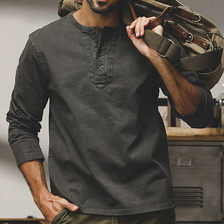 Olivenorma Vintage Mens Long Sleeve Cotton Button Tops Autumn Winter Shirts - image 14