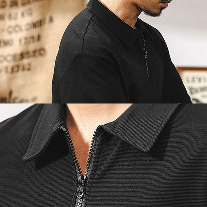 Olivenorma Mens Short Sleeve Cotton Blend Zip Closure Loose Fit Polo Shirt - image 14