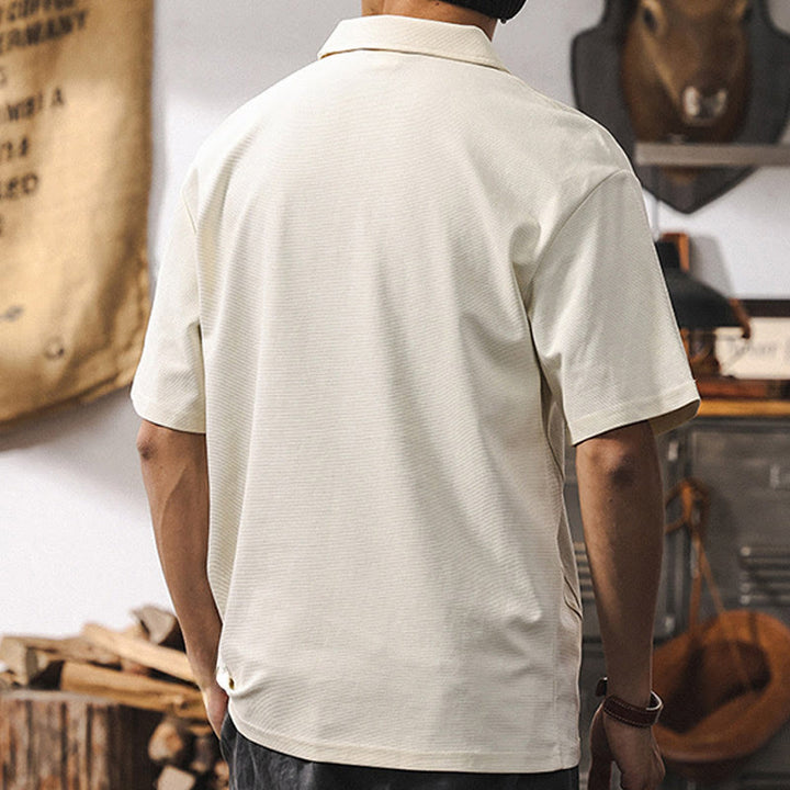 Olivenorma Mens Short Sleeve Cotton Blend Zip Closure Loose Fit Polo Shirt - image 7