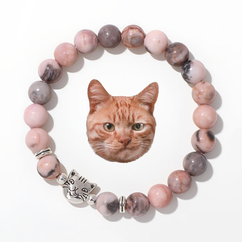 Olivenorma Cat Magic​​ Gemstone Beaded Bracelet - Pink Zebra Jasper - image 8